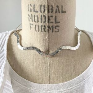Sterling Silver Sculpted Wave Choker Necklace